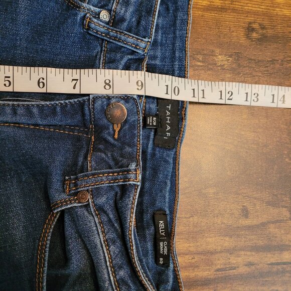 Tahari Jeans Size 8 Kelly Classic Skinny Mid Rise Medium Dark Wash Stretch Denim - Picture 8 of 11
